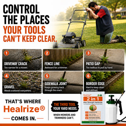 Healrize® 2 in 1 Max Power Herbicide（Kill Tough Weeds & Grass — Down to the Root）