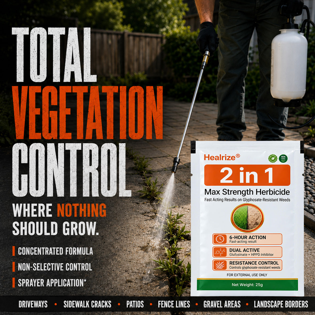 Healrize® 2 in 1 Max Power Herbicide（Kill Tough Weeds & Grass — Down to the Root）