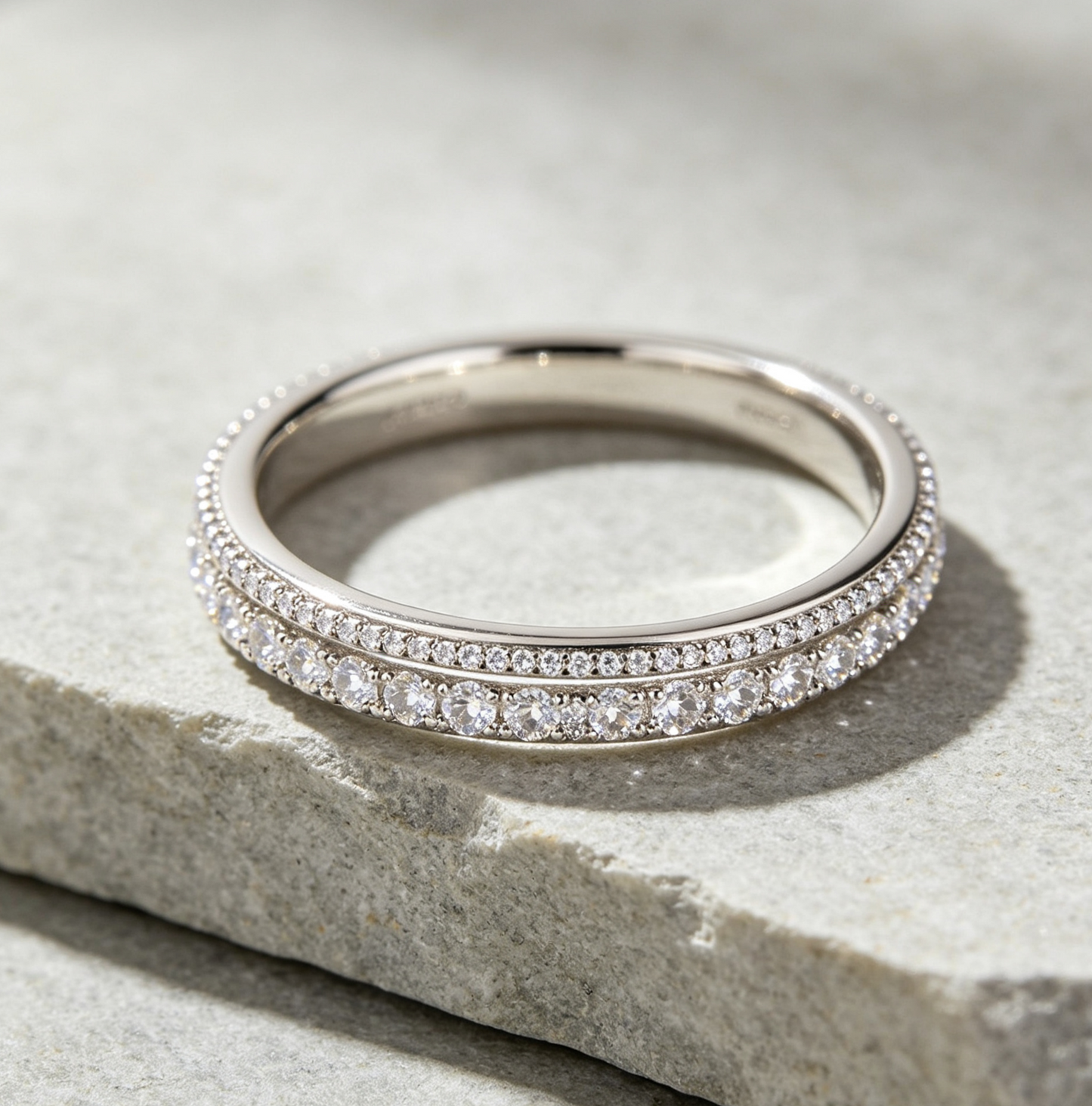 Elegant Micro-Pave CZ Band Ring, Comfort Fit for Women’s Daily & Formal Wear