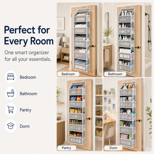 🚪 53% OFF Over The Door Organizer – 44LB Heavy Duty Multi-Pocket Storage Rack