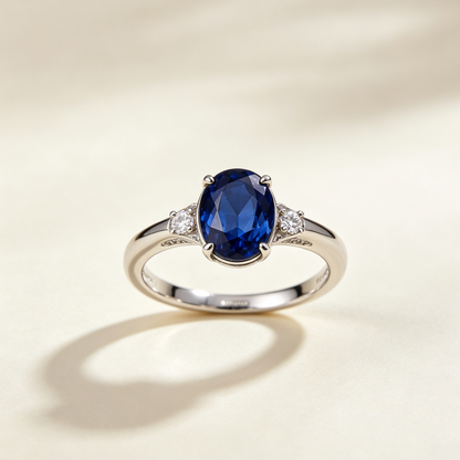 Oval Sapphire Three-Stone Ring – Classic Elegant Fine Jewelry