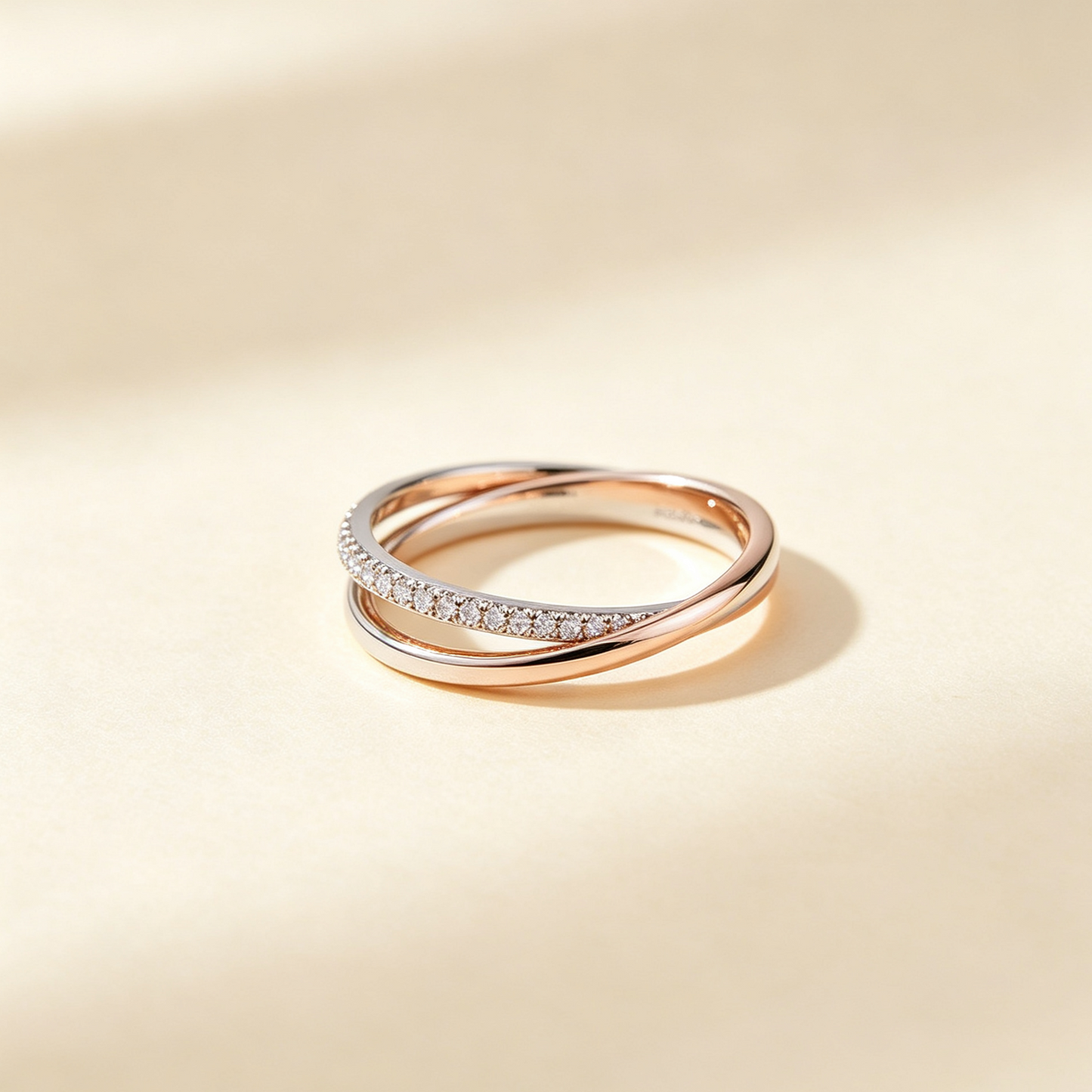 Two-Tone Twisted Half-Pave Ring