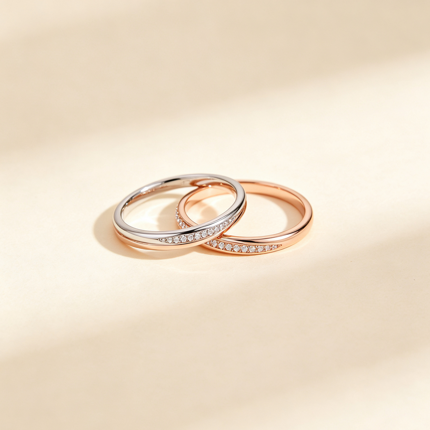 Thin Half-Pave Couple Ring Set