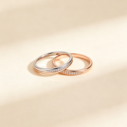 Thin Half-Pave Couple Ring Set