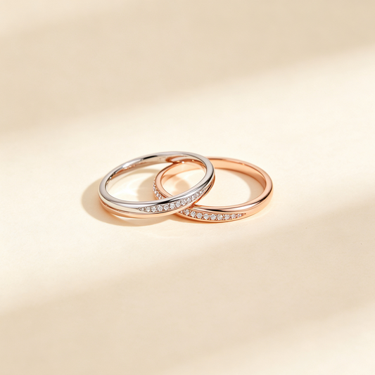 Thin Half-Pave Couple Ring Set