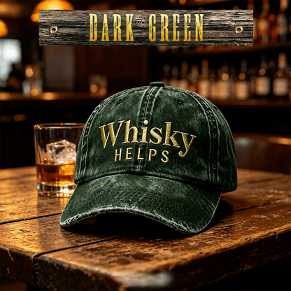 Whisky Helps Embroidered Hat