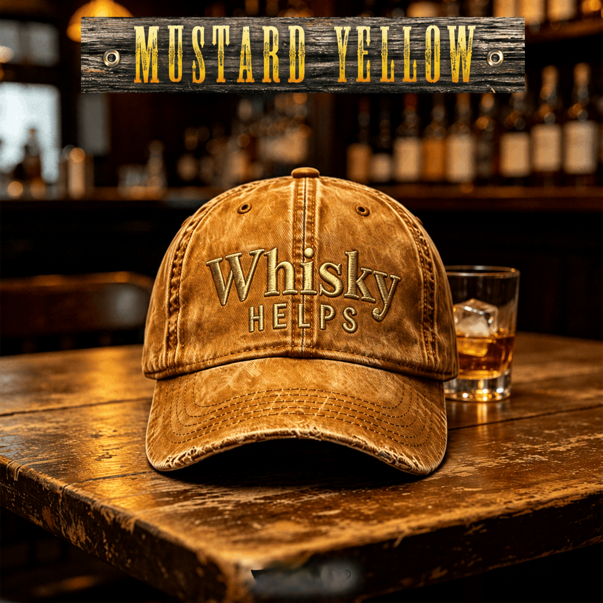 Whisky Helps Embroidered Hat