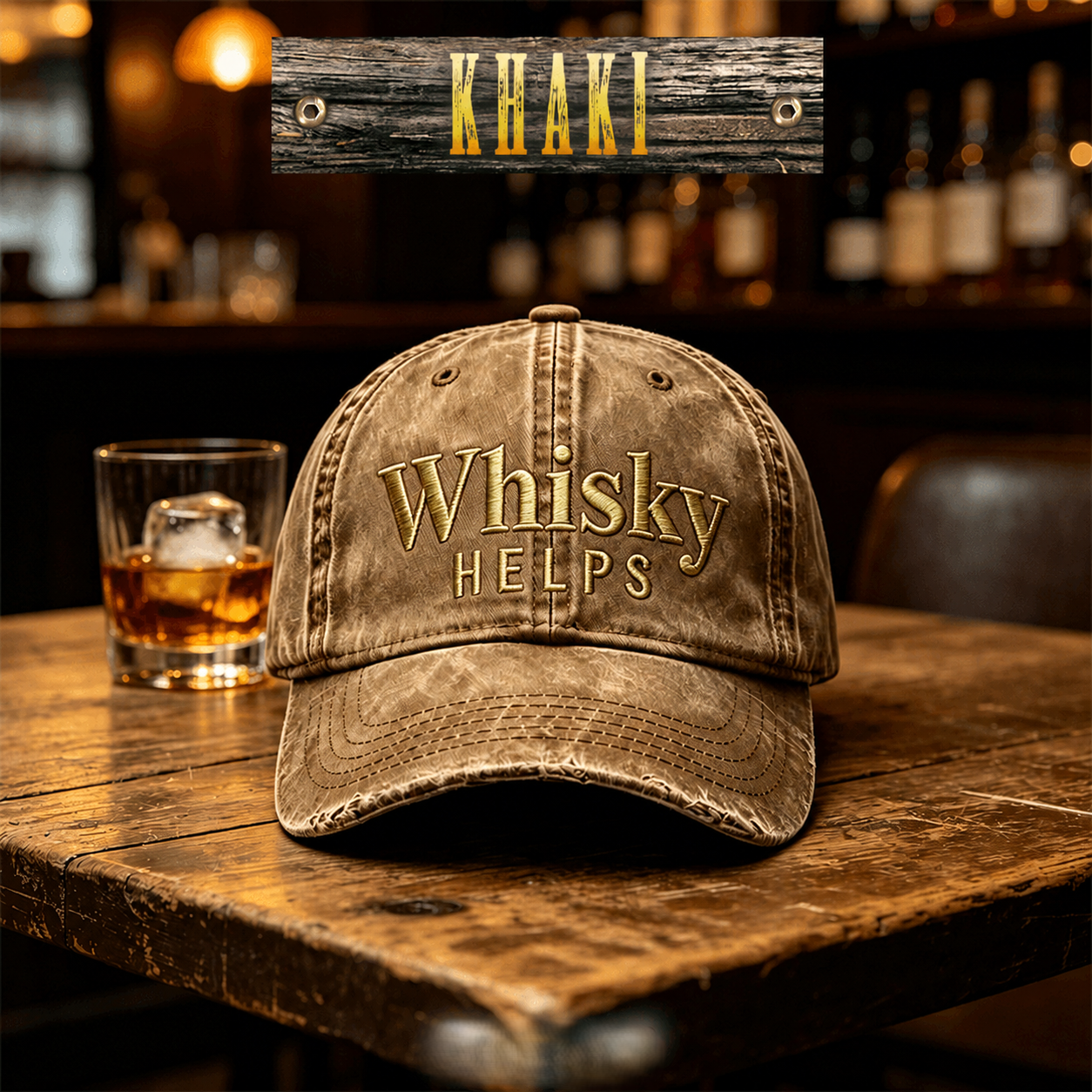 Whisky Helps Embroidered Hat
