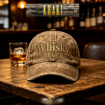 Whisky Helps Embroidered Hat