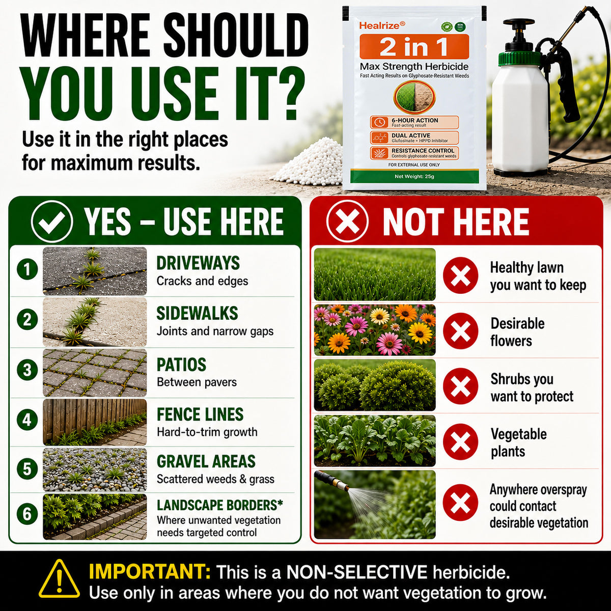 Healrize® 2 in 1 Max Power Herbicide（Kill Tough Weeds & Grass — Down to the Root）
