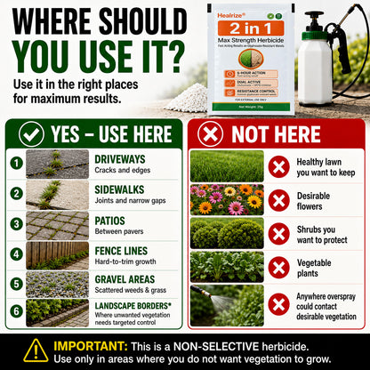 Healrize® 2 in 1 Max Power Herbicide（Kill Tough Weeds & Grass — Down to the Root）