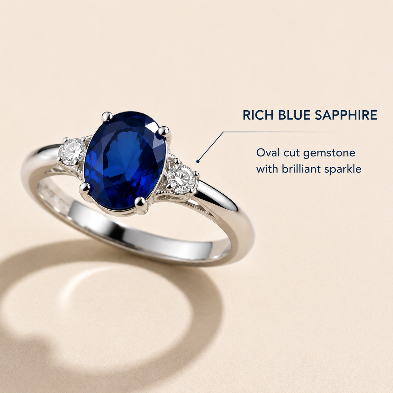 Oval Sapphire Three-Stone Ring – Classic Elegant Fine Jewelry