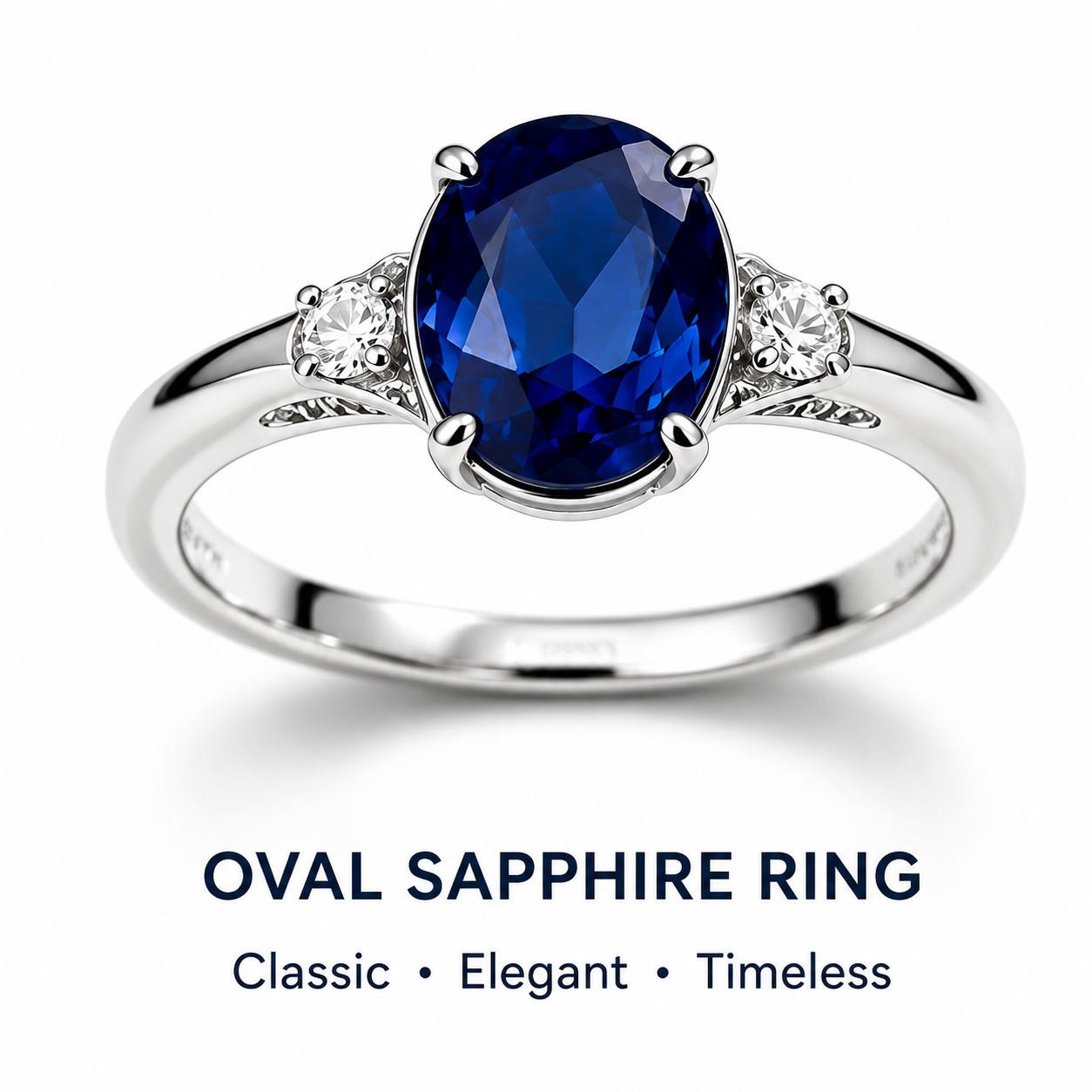 Oval Sapphire Three-Stone Ring – Classic Elegant Fine Jewelry