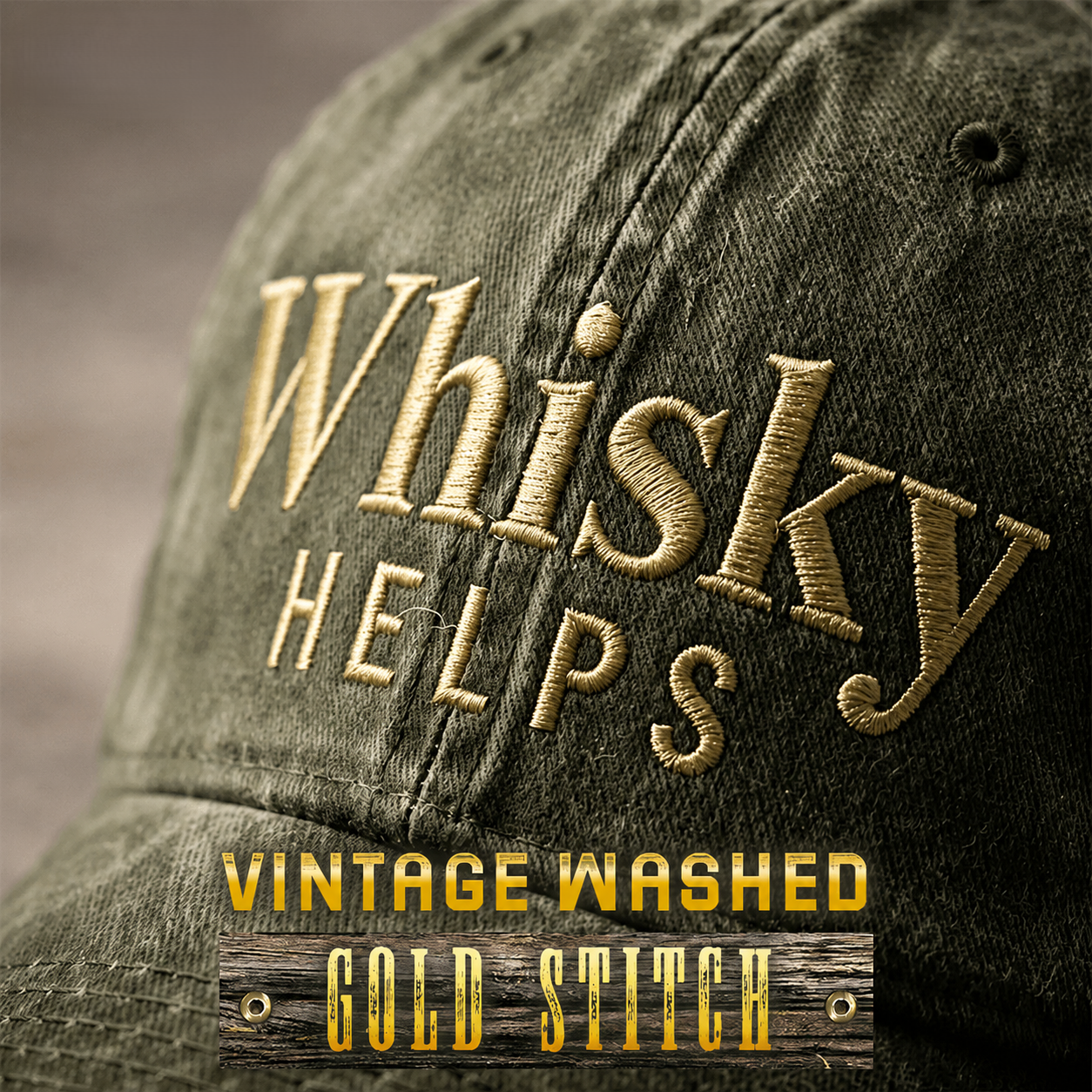 Whisky Helps Embroidered Hat