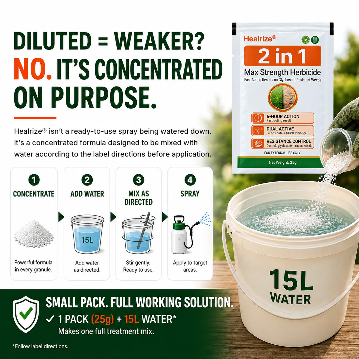 Healrize® 2 in 1 Max Power Herbicide（Kill Tough Weeds & Grass — Down to the Root）
