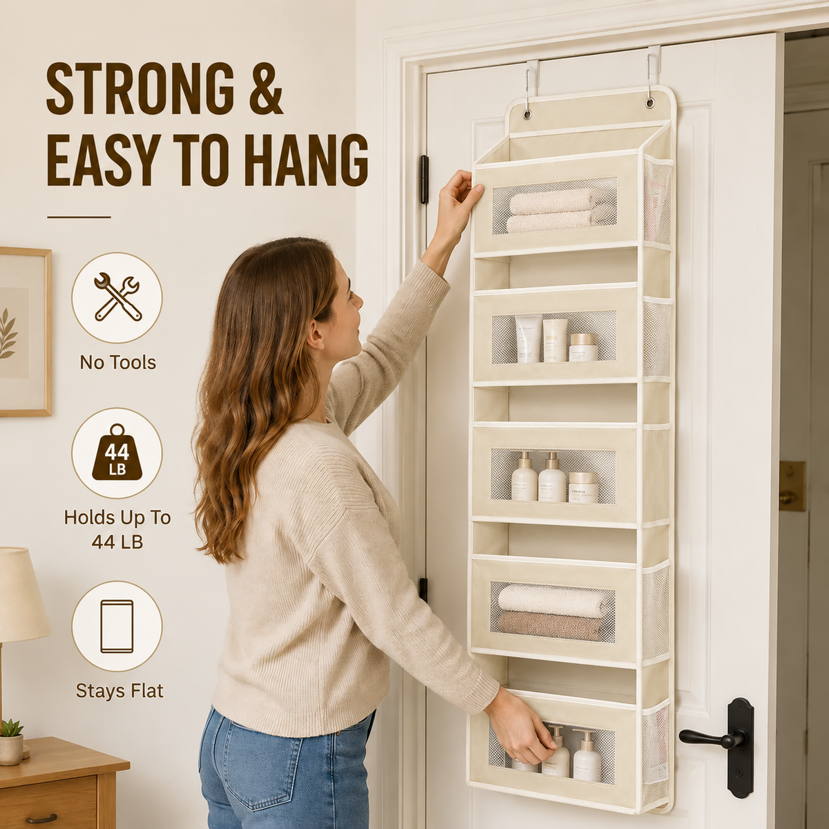 🚪 48% OFF Over The Door Organizer – 44LB Heavy Duty Multi-Pocket Storage Rack