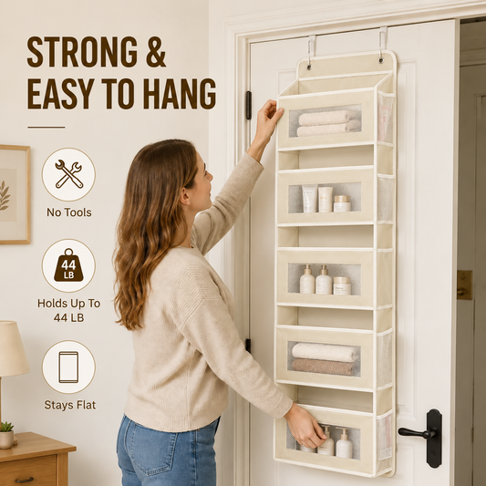 🚪 48% OFF Over The Door Organizer – 44LB Heavy Duty Multi-Pocket Storage Rack