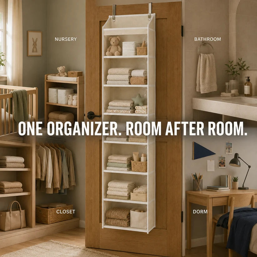 🌞 TODAY’S SPECIAL OFFER | Over the Door Organizer with Pockets for Bedroom, Bathroom, Nursery & Closet Storage 🌞