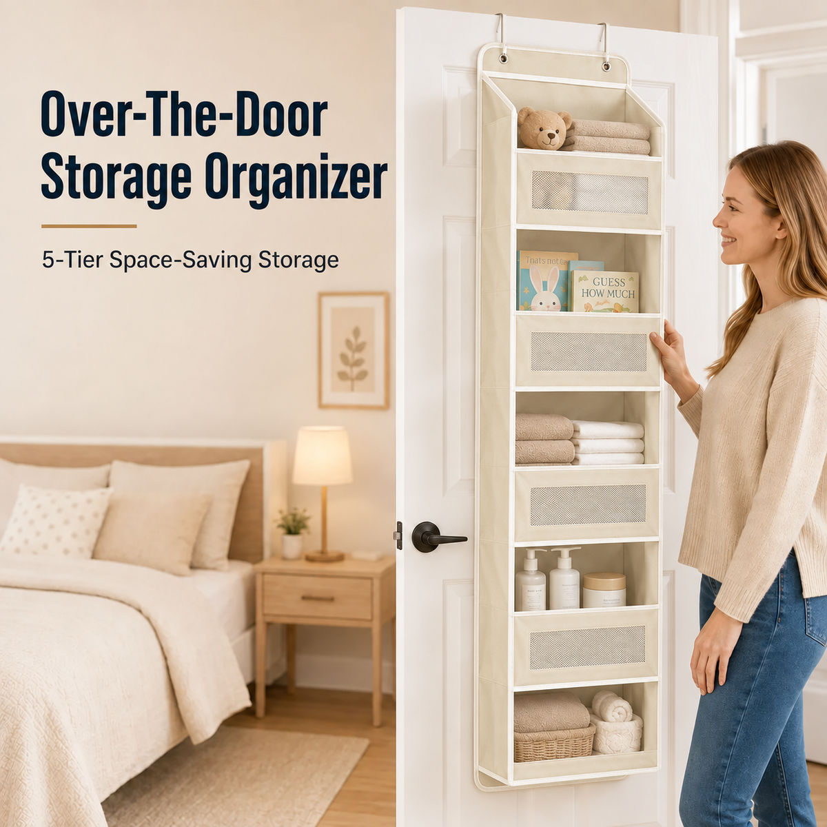 🚪 48% OFF Over The Door Organizer – 44LB Heavy Duty Multi-Pocket Storage Rack
