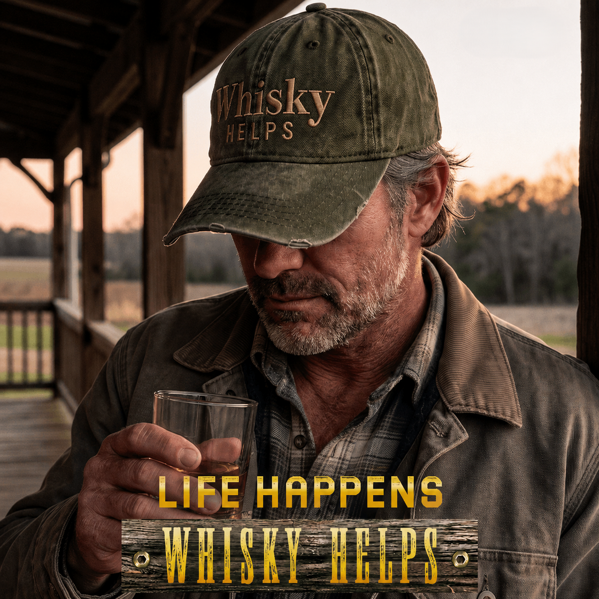 Whisky Helps Embroidered Hat