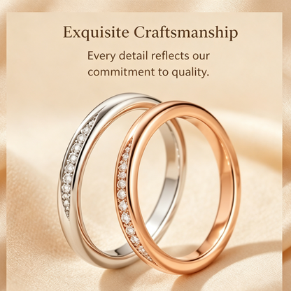 Thin Half-Pave Couple Ring Set