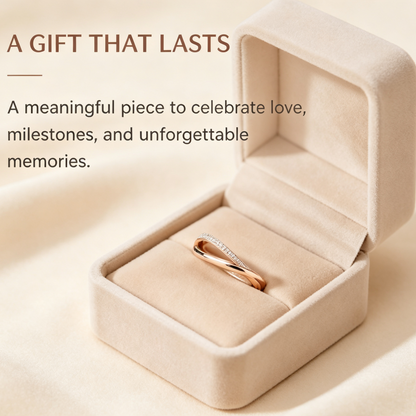 Two-Tone Twisted Half-Pave Ring