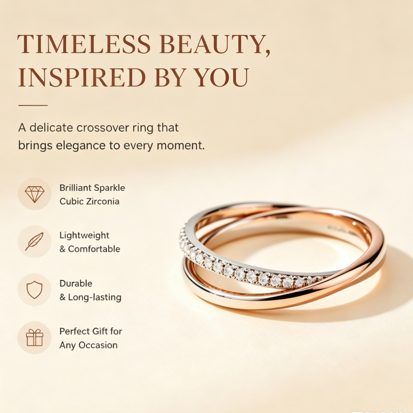 Two-Tone Twisted Half-Pave Ring