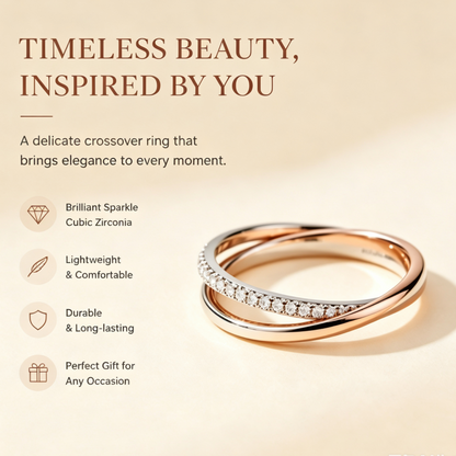Two-Tone Twisted Half-Pave Ring