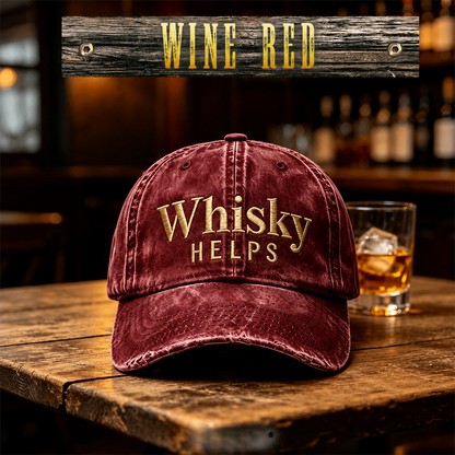 Whisky Helps Embroidered Hat