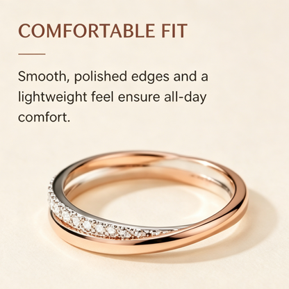 Two-Tone Twisted Half-Pave Ring