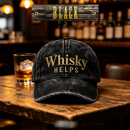 Whisky Helps Embroidered Hat