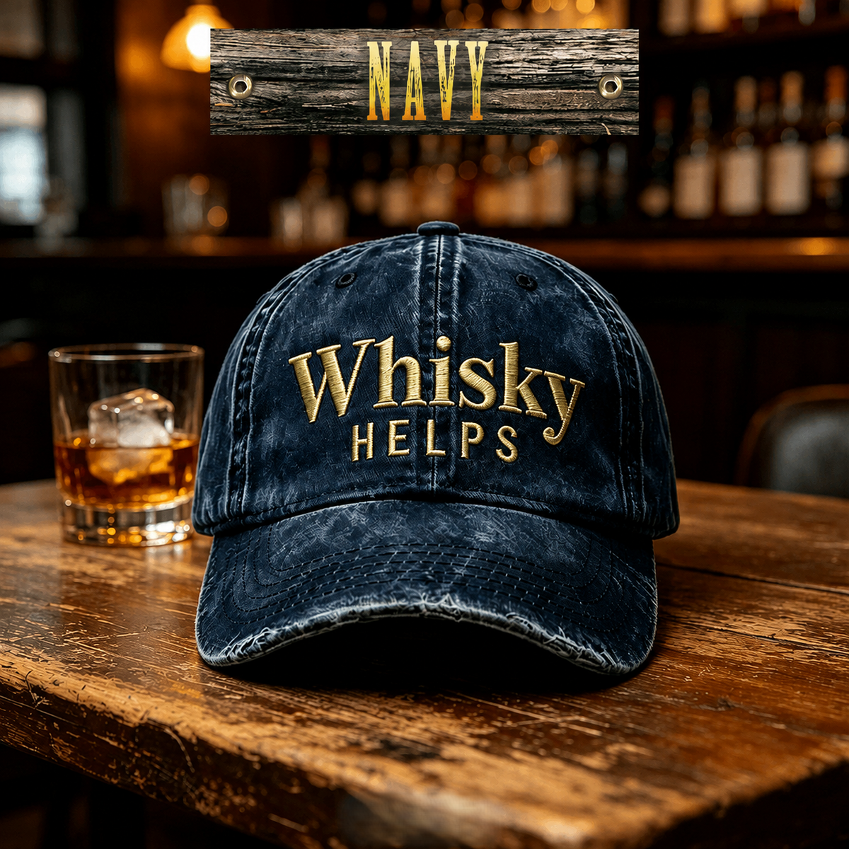 Whisky Helps Embroidered Hat
