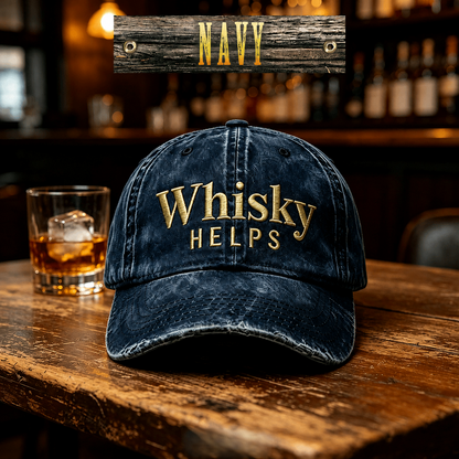 Whisky Helps Embroidered Hat