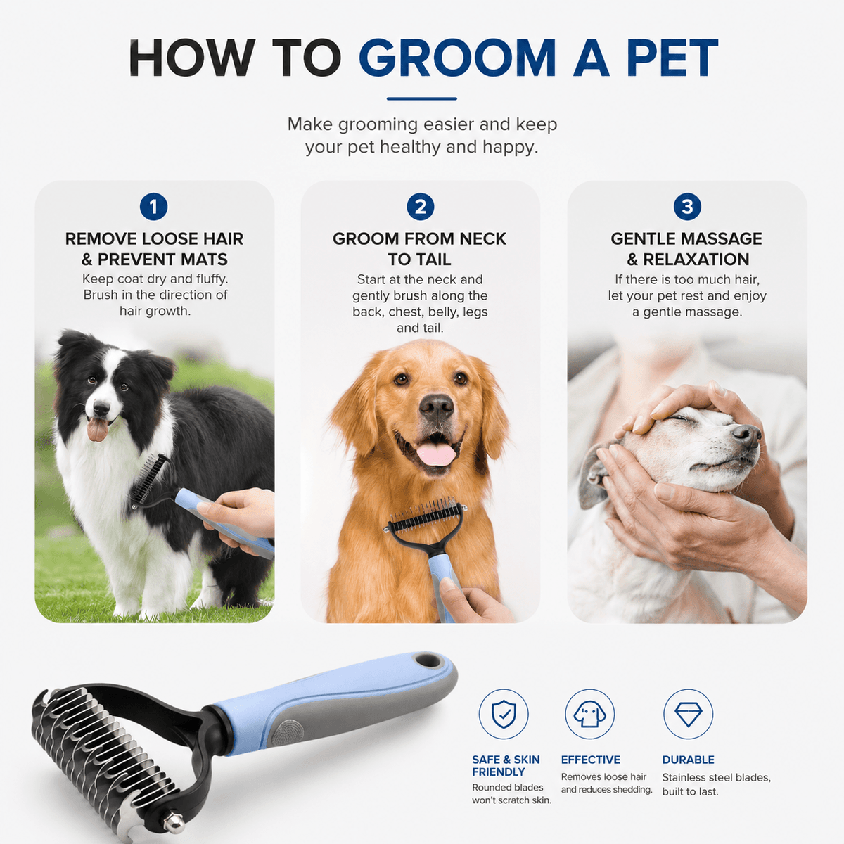 Doublel-Sided Pet Grooming Comb
